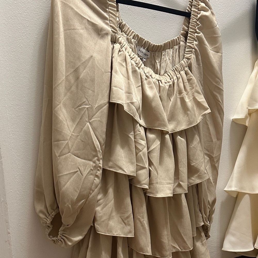 WeWoreWhat Beige Ruffled Dress